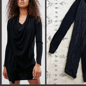 ALLSAINTS Drina Draped Layer Dress Gray 100% Wool Adjustable Zipper - Size 2/SM